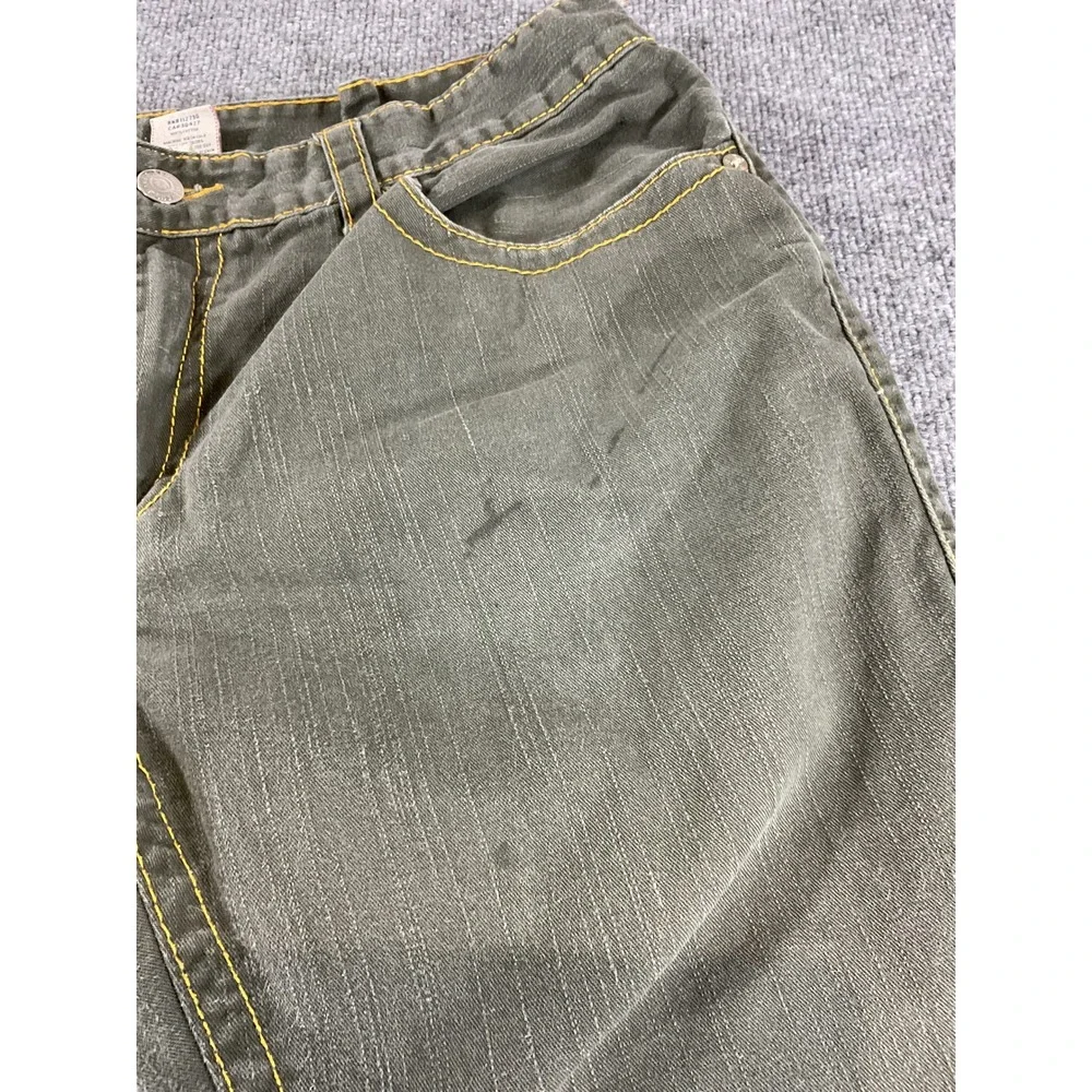 True Religion USA Made Jeans Mens 42x28 Olive Green Straight Denim Pants Y2K